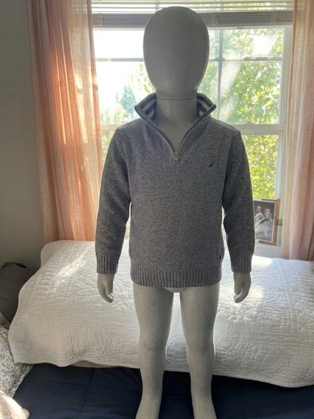 Nautica Men's Grey Half-Zip Knit Sweater